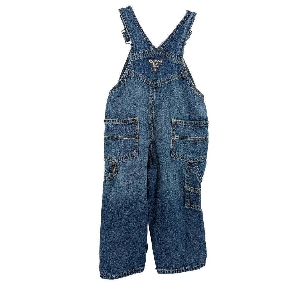 Vintage OshKosh Bgosh Toddler Denim Vestbak Overalls Medium Wash Blue 18M Cotton
